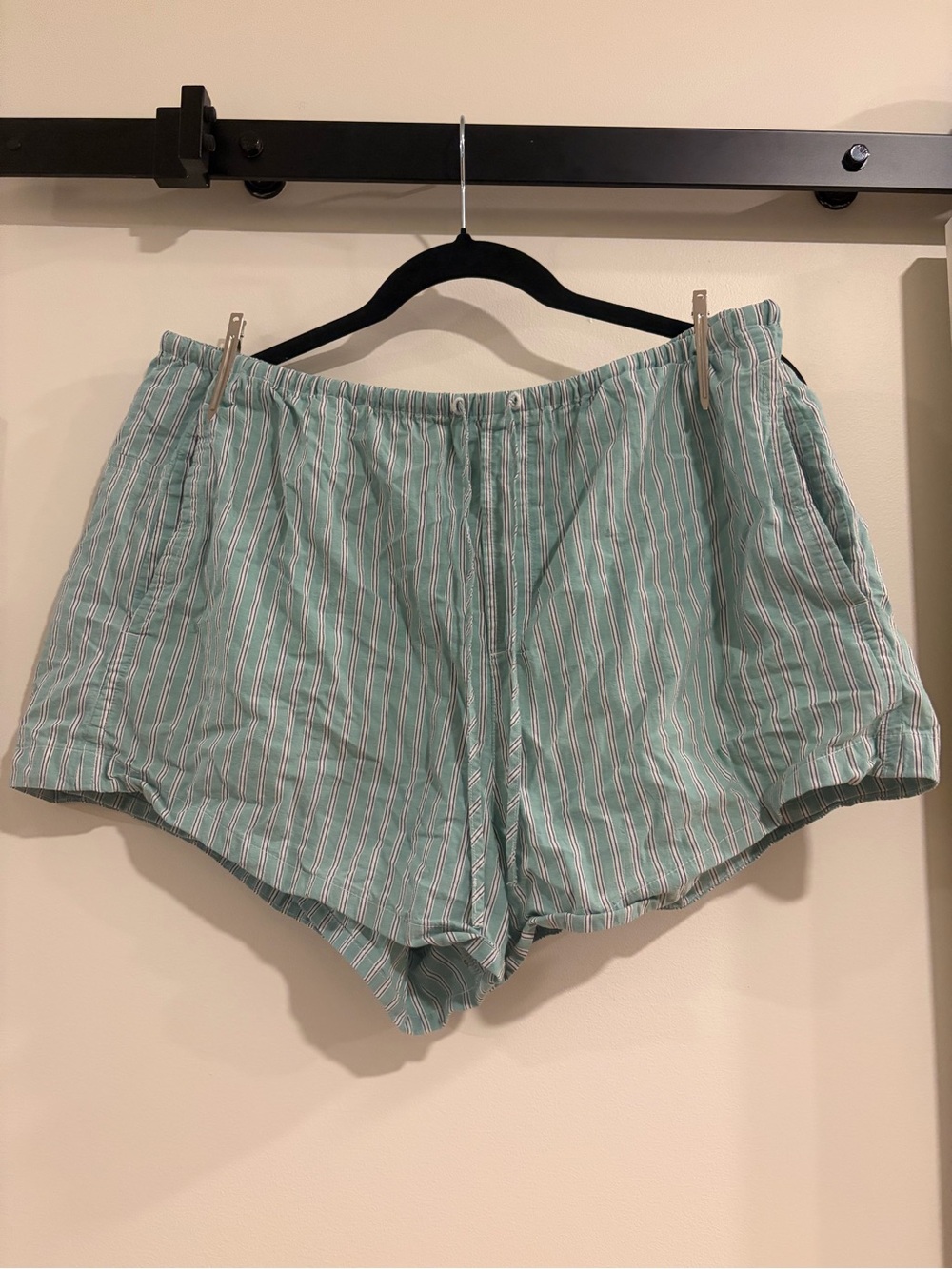 Madewell Mint Green Striped Cotton Lounge Shorts